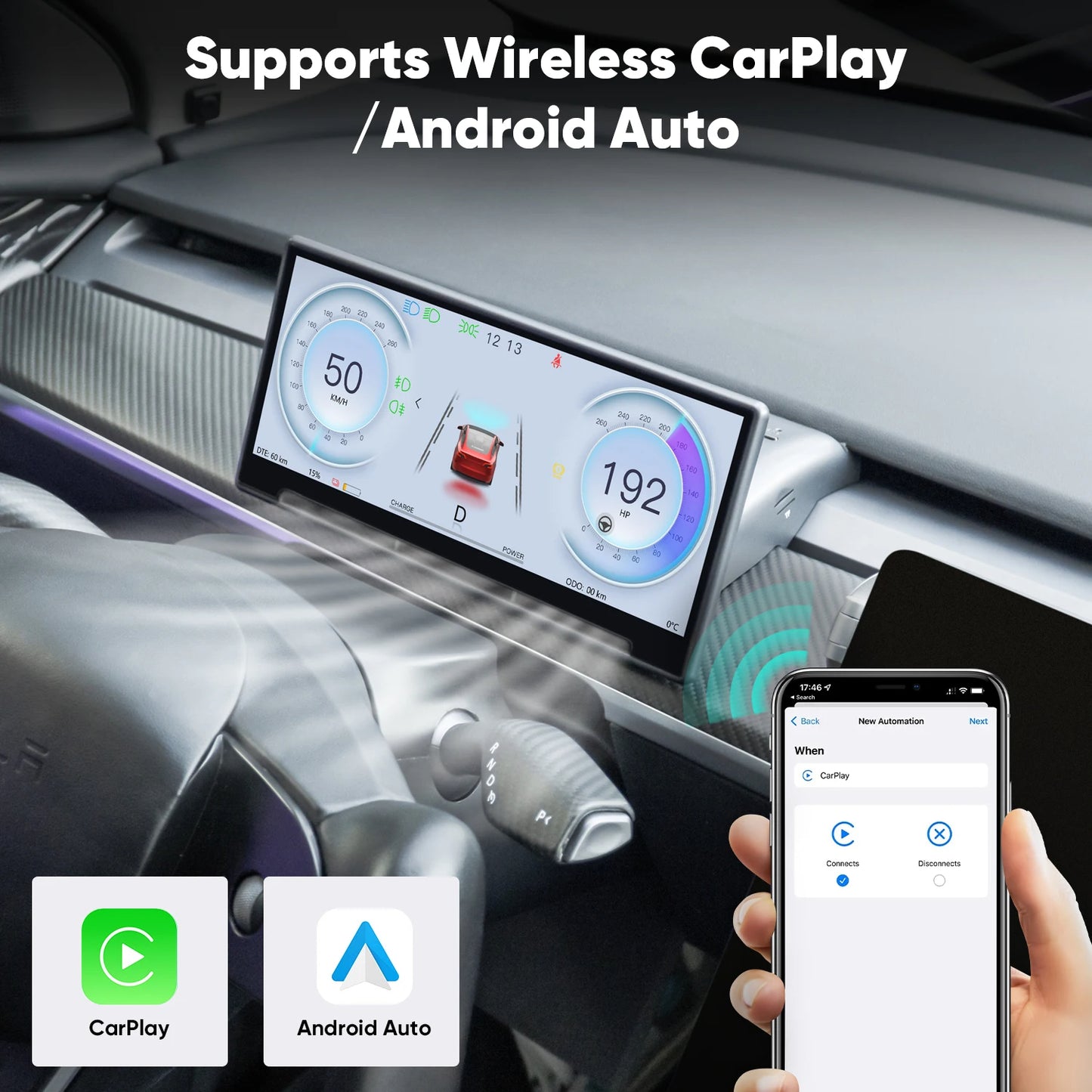 T9 CarPlay/Android Auto Smart Instrument Screen for Tesla Model 3/Y