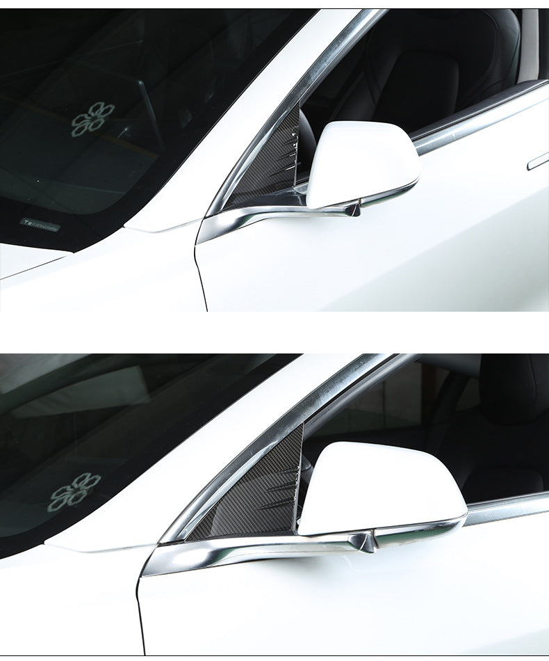 Real Carbon Fiber Rearview Mirror Triangle Cover for Tesla Model 3/Y