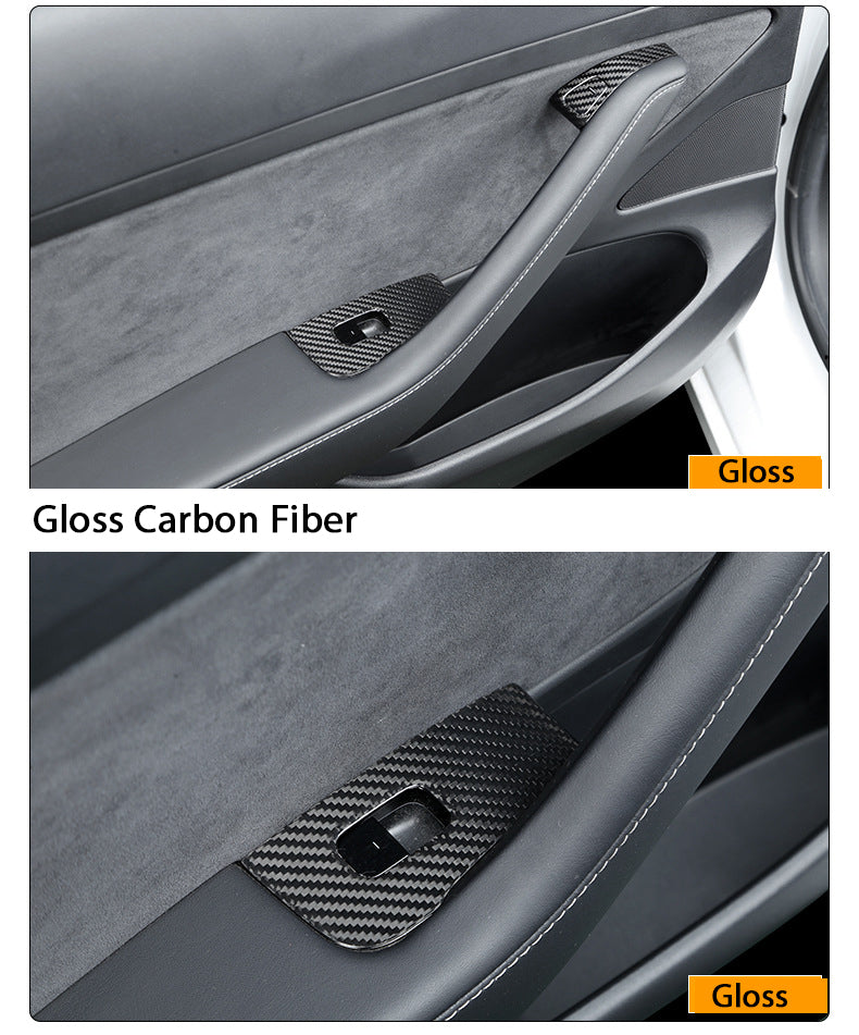 Real Carbon Fiber Window Lift Button Trim Cover for Tesla Model 3/Y