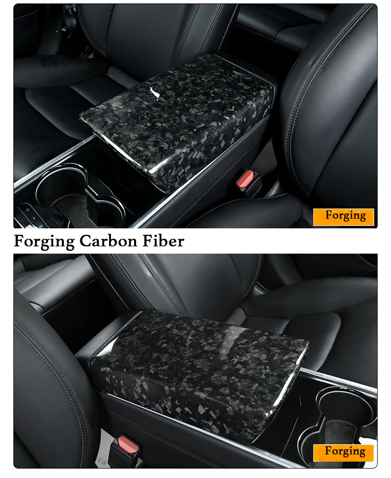 Real Carbon Fiber Armrest Box Cover for Tesla Model 3/Y