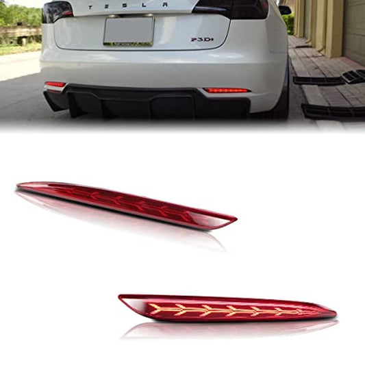 Fishbon Style Rear Bumper Reflector Lights for Tesla Model 3/Y