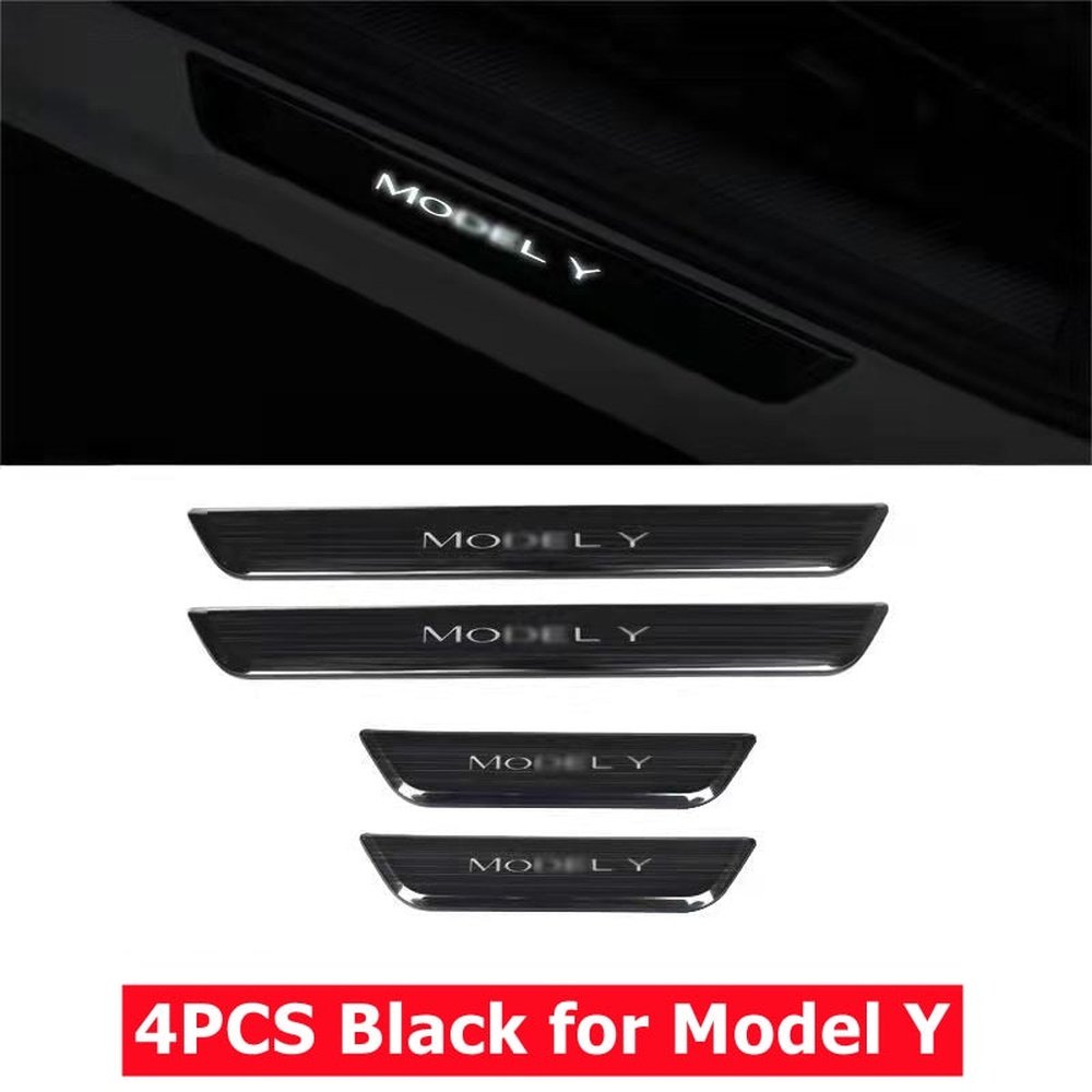 Door Sill Protector with LED Light for Tesla Model 3/Y
